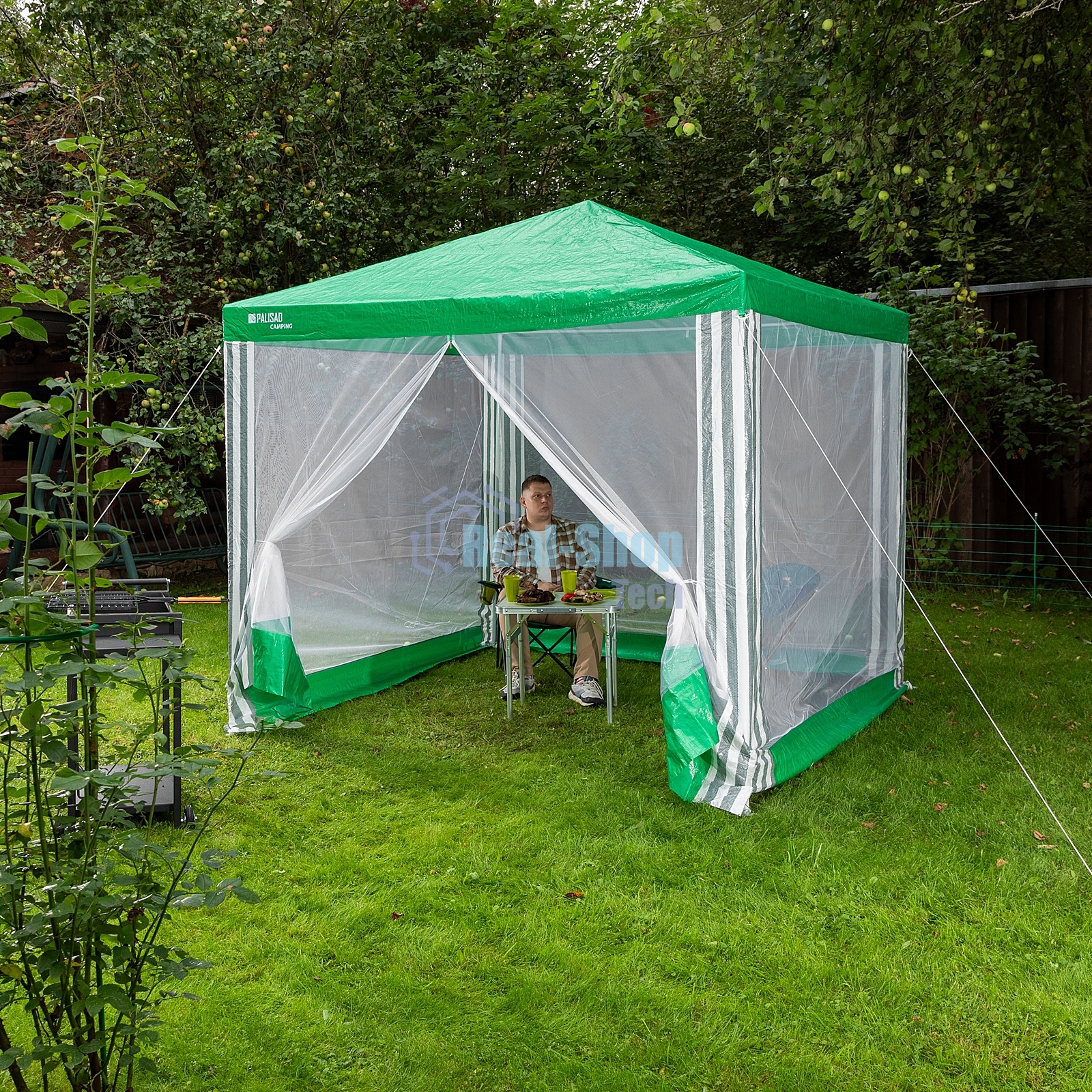 Тент садовый с москитной сеткой, 250х250/240 см, Camping Palisad