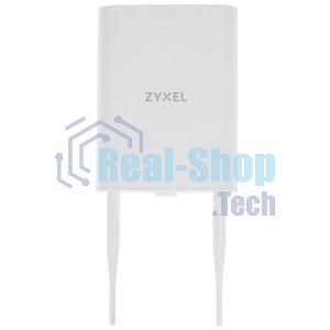 Гибридная уличная точка доступа Zyxel NebulaFlex NWA55AXE, 802.11a/b/g/n/ac/ax (2,4 и 5 ГГц), внешние антенны 2x2 (в комплекте), до 575+1200 Мбит/с, 1xLAN GE, защита от 4G/5G, без поддержки Captive po