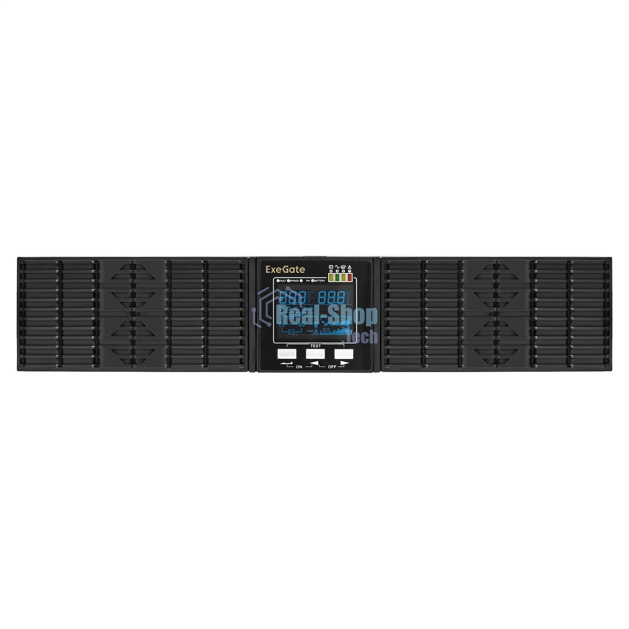 Источник бесперебойного питания On-line ExeGate PowerExpert ULS-3000.LCD.AVR.1SH.2C13.USB.RS232.SNMP.2U 3000VA/3000W, On-Line, PF=1, LCD, 1*Schuko+2*C13, RS232, USB, SNMP-slot, Rackmount 2U/Tower, металлический корпус, черный
