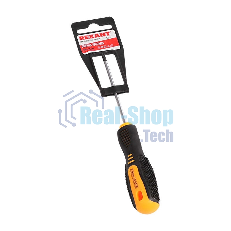 Отвертка крестовая Rexant PH 0х75 мм, двухкомпонентная рукоятка