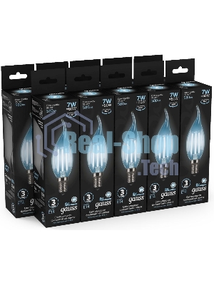 Лампа светодиодная Gauss LED Filament Свеча на ветру E14 7W 580lm 4100К 1/10/50
