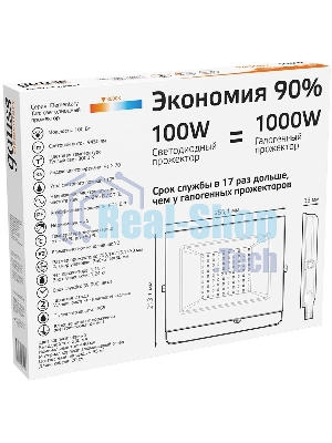 Прожектор светодиодный GAUSS 613527100 LED 100W 6700lm IP65 3000К черный 1/14
