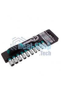 Набор головок STELS 14125 набор торцевых головок 1/4'' головки 4 - 13мм с трещот. ключом crv 11пр.