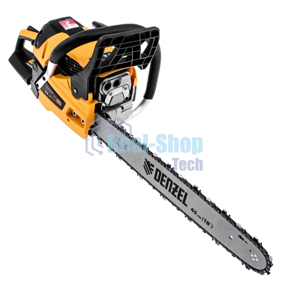 Пила цепная бензиновая Denzel DS-5218, шина 45 см, 52см3, 3 л.с., шаг 0,325, паз 1,5 мм, 72 зв
