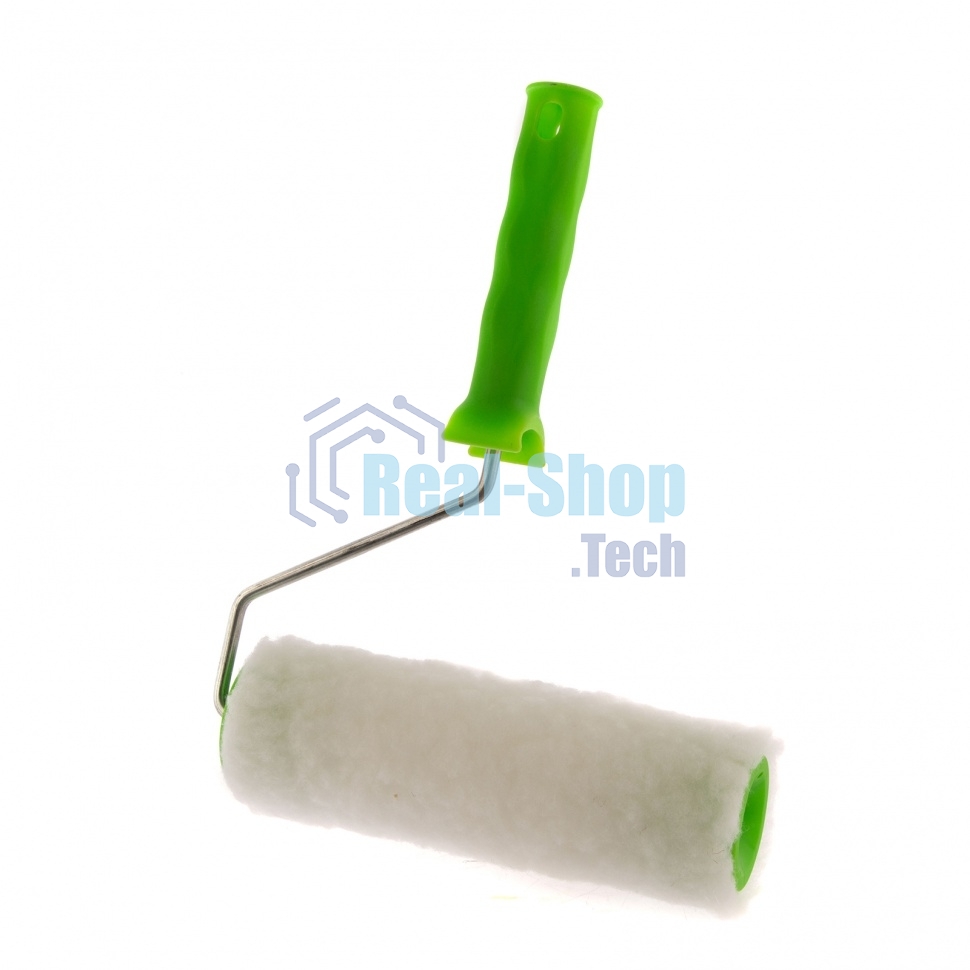 Валик с натуральным мехом Сибртех, с ручкой, 200 мм, ворс 12 мм, D 48 мм, D ручки 6 мм