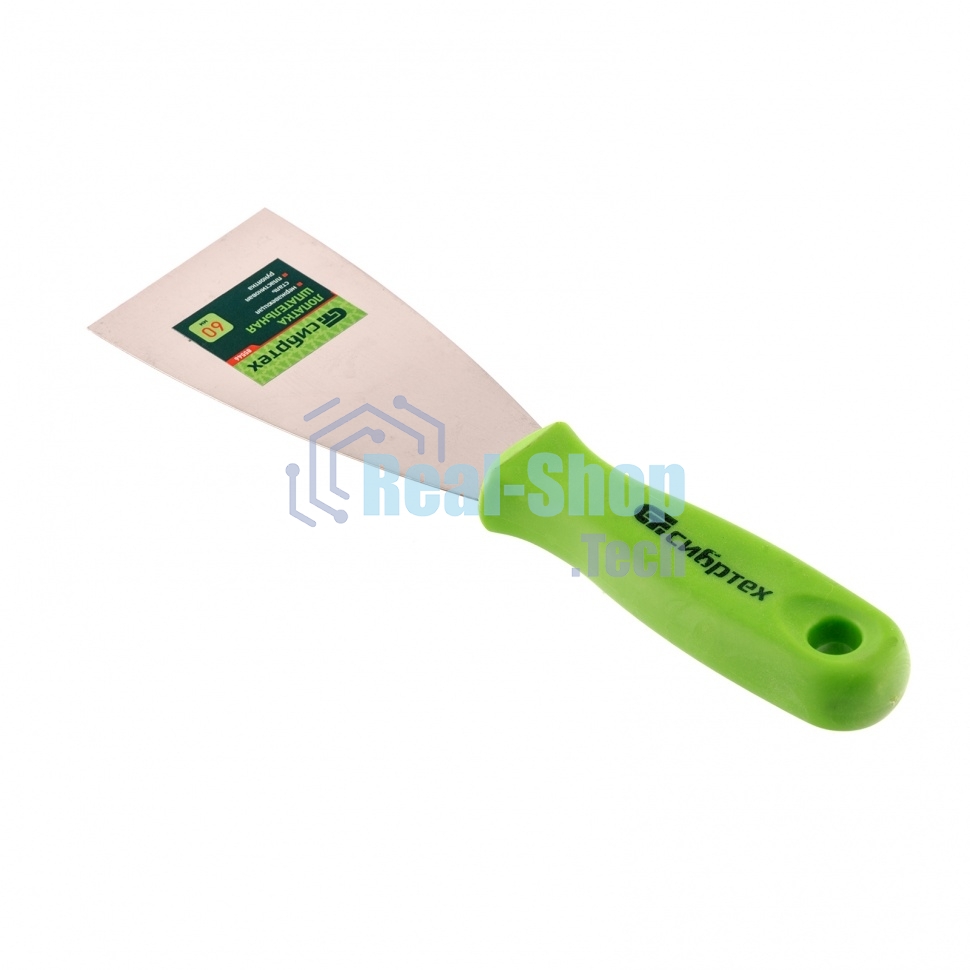 Шпательная лопатка из нержавеющей стали Сибртех, 60 мм, пластмассовая ручка