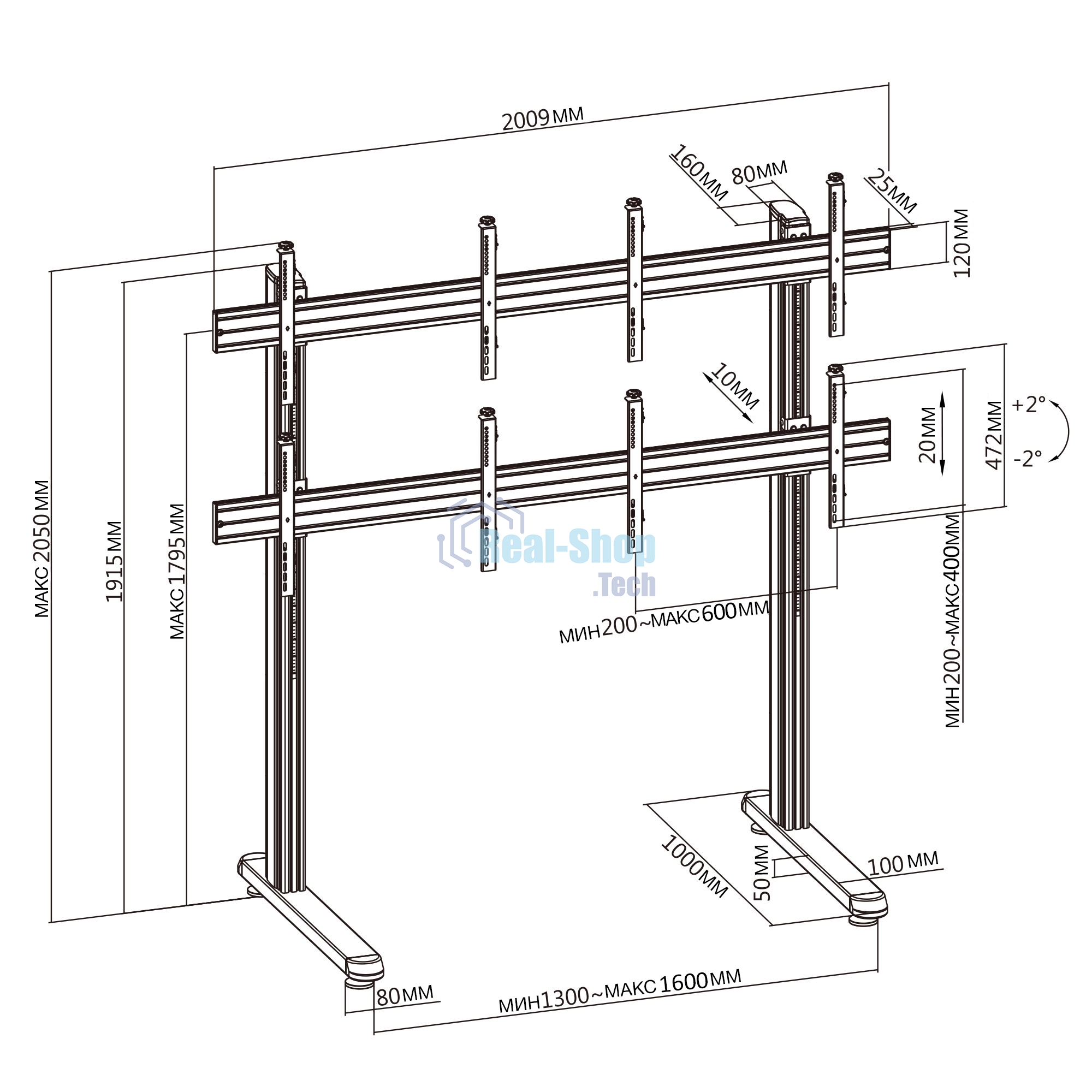Стойка для телевизора Cactus CS-FS-TV4-PRO черный 32
