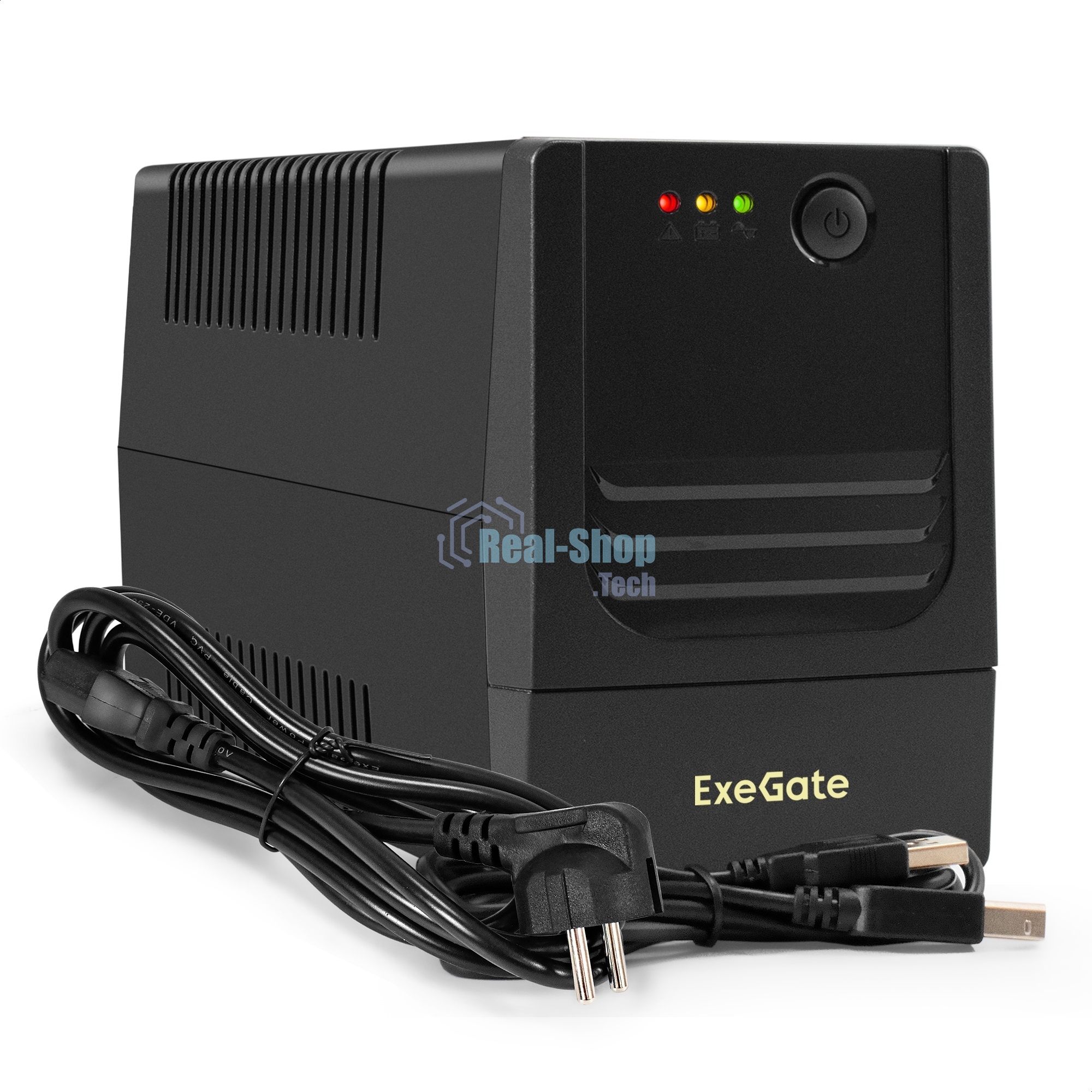 Источник бесперебойного питания ExeGate Power NB-1000.LED.AVR.4C13.USB (1000VA/650W, LED, AVR, 4*C13, USB, батарея 12V 9Ah, черный)