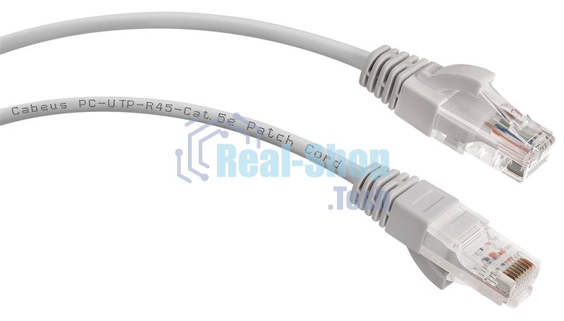 Шнур коммутационный Cabeus, Cat.5e, неэкр., U/UTP, RJ45/RJ45, PVC, AWG24, 0.15м, серый