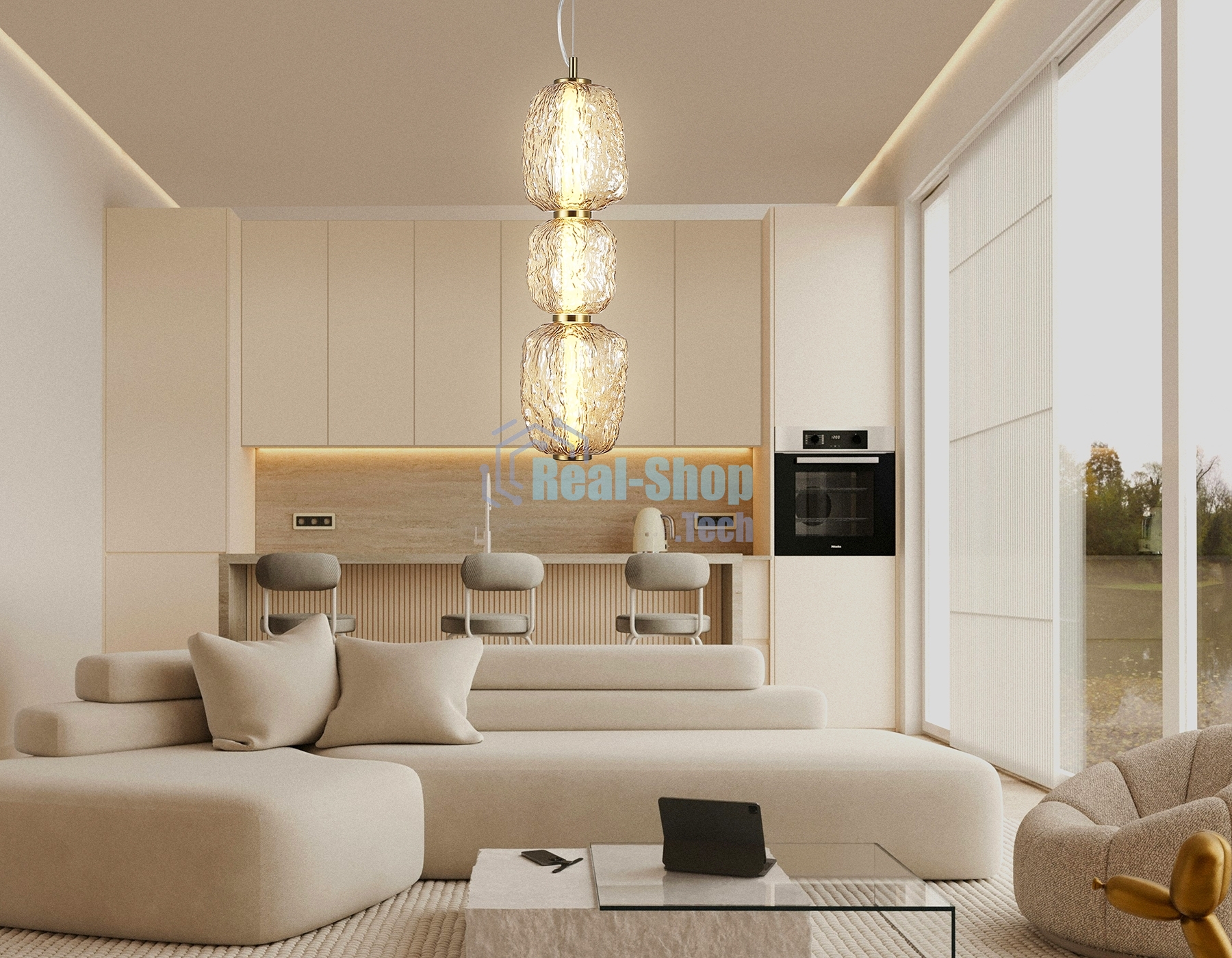 Подвесной светодиодный светильник Ambrella light LH30102 SB/TI бронза/янтарь 23W 3000K 140*140*1760