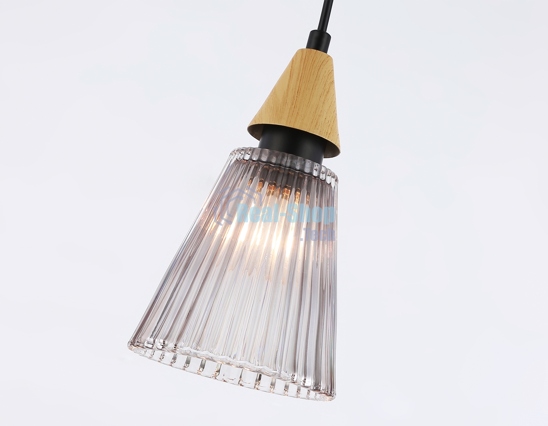 Светильник Ambrella light LH58111 BK/LW/SM черный/светлое дерево/дымчатый E14 max 40W D110*1500
