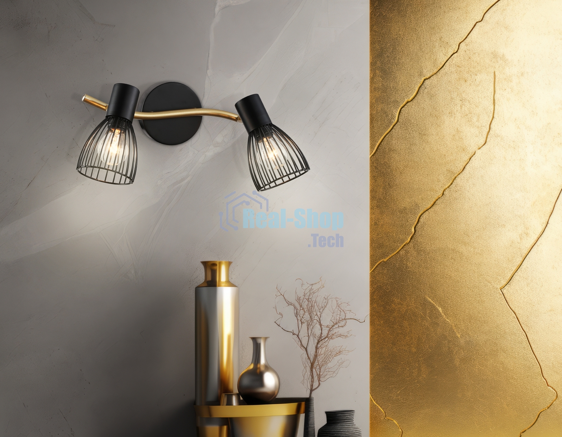 Светильник Ambrella light TR8660/2 BK/GD черный/золото E14/2 max 60W 330*100*170