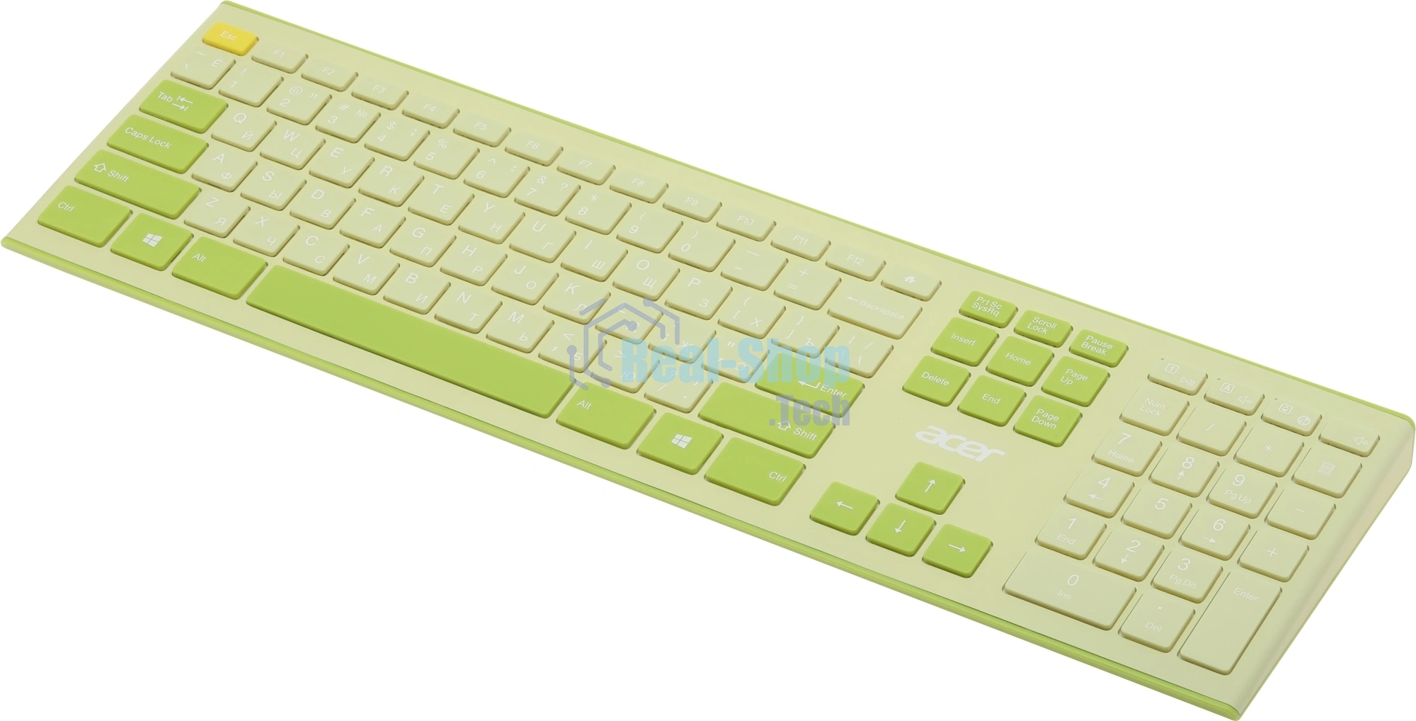 Комплект клавиатура + мышь Acer OCC205 беспроводной USB, 1200 dpi, зеленый/желтый