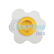 Розетка одноместная Kranz HAPPY Яичница скрытой установки, с заземлением и защитными шторками, желтая/белая