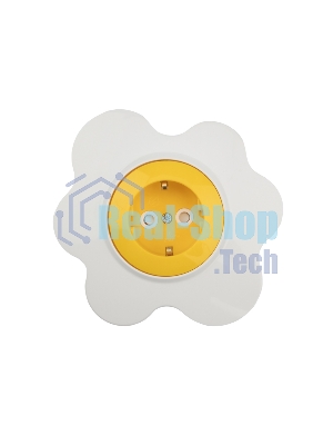 Розетка одноместная Kranz HAPPY Яичница скрытой установки, с заземлением и защитными шторками, желтая/белая