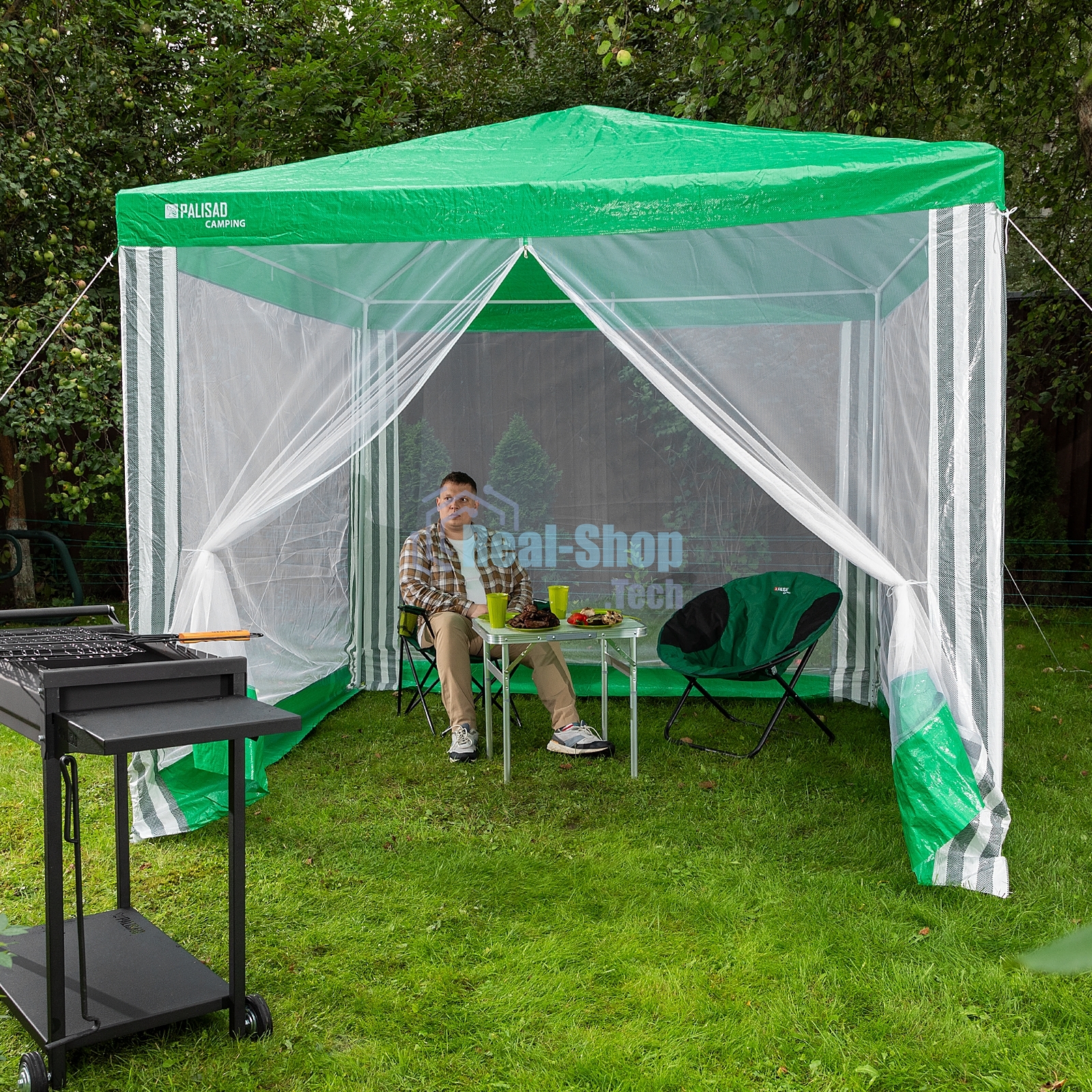 Тент садовый с москитной сеткой, 250х250/240 см, Camping Palisad