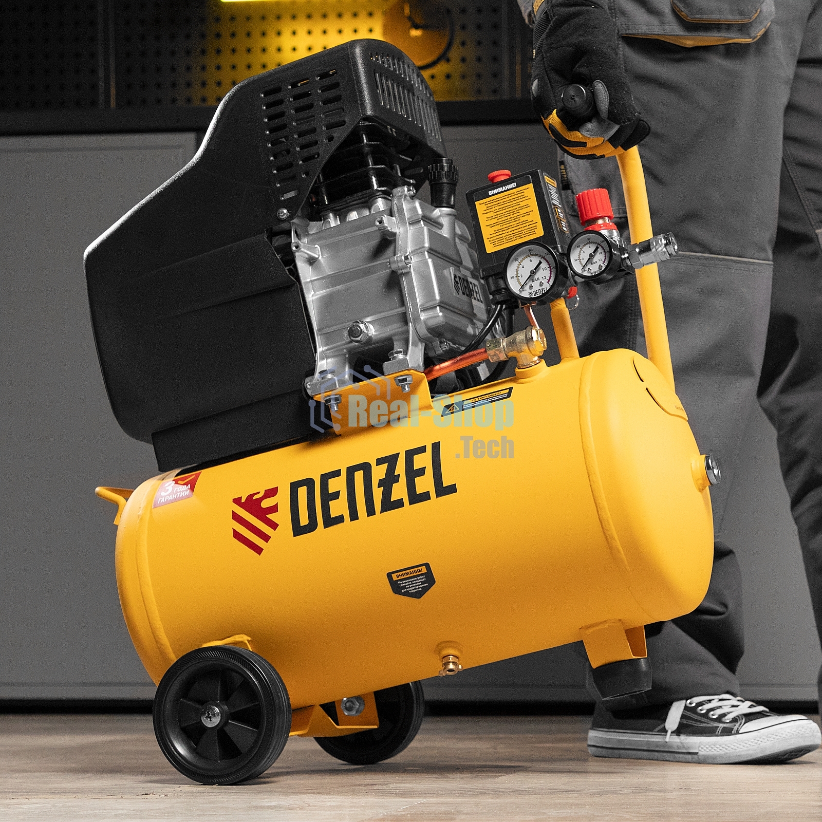 Компрессор воздушный Denzel DC1500/24 прям. привод, 1,5 кВт, 24 литра, 220 л/мин