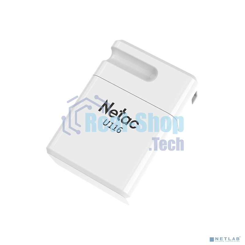 Флешка USB Netac U116 mini (NT03U116N-032G-32WH USB), 32Gb, USB 3.2, R/W 90/30, белый
