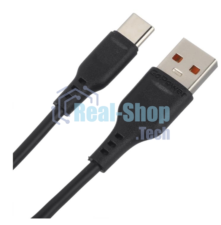 Кабель GoPower GP01T USB (m)-Type-C (m) 1.0м 2.4A ПВХ черный (1/800)