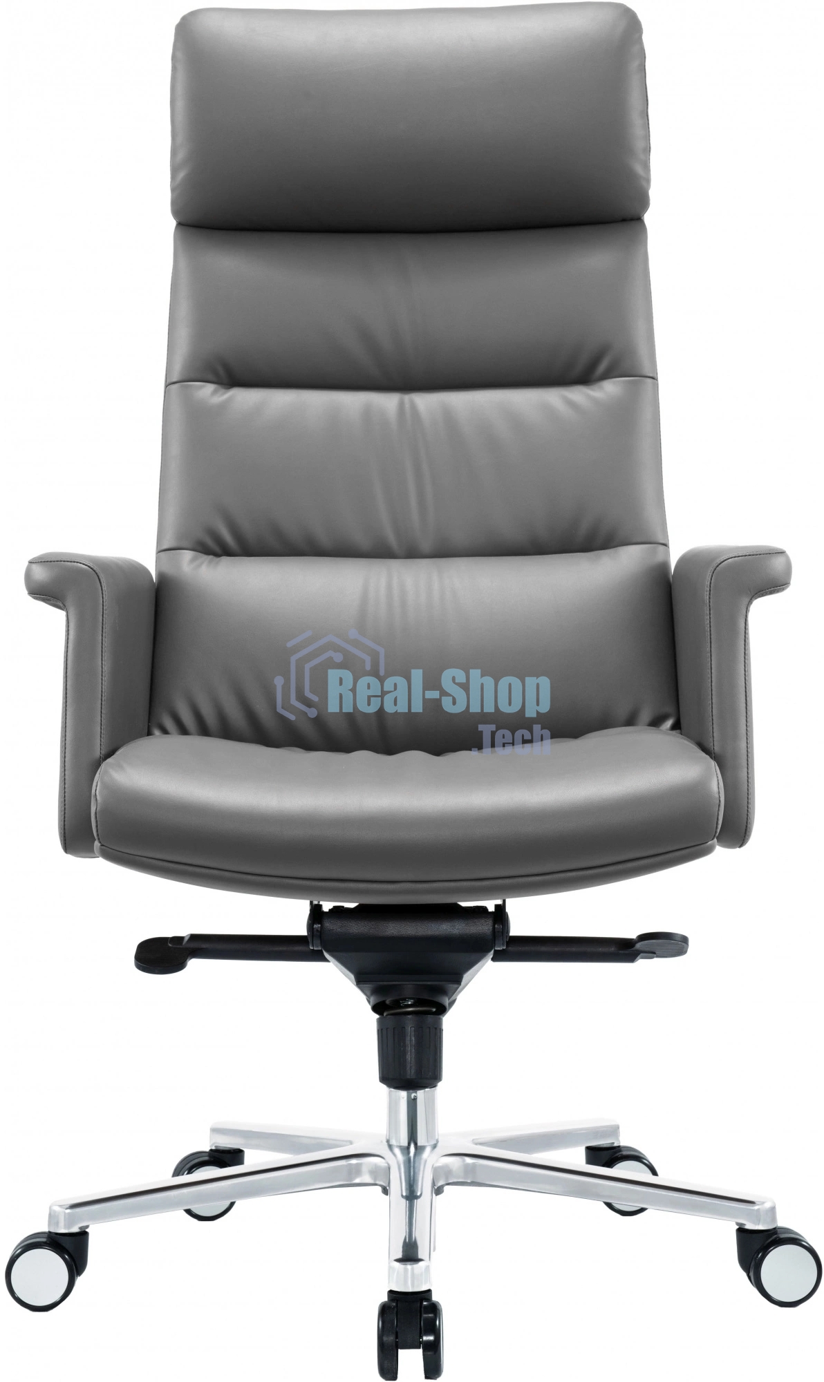 Кресло руководителя Cactus CS-LGR-DUBLIN темно-серый, сиденье темно-серый, кожа, крестов. алюминий