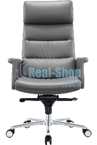 Кресло руководителя Cactus CS-LGR-DUBLIN темно-серый, сиденье темно-серый, кожа, крестов. алюминий