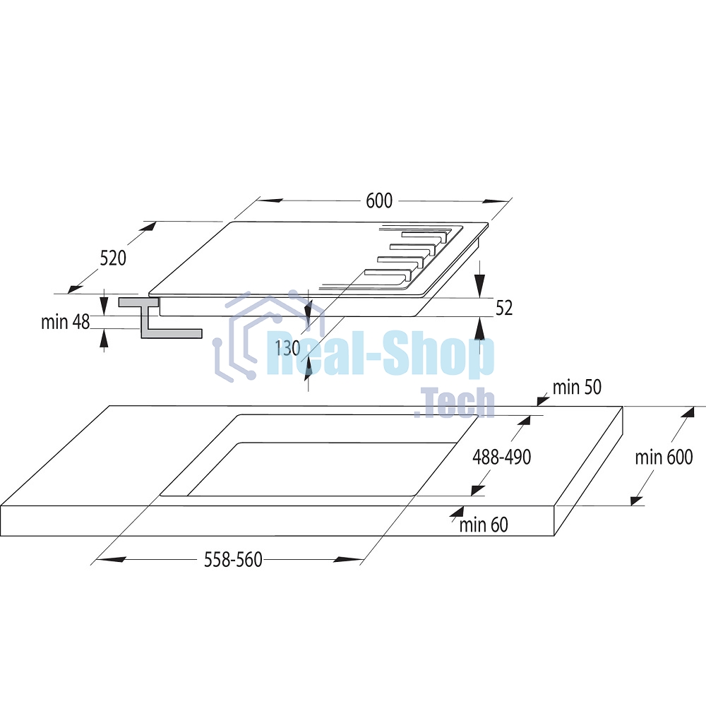 Газовая варочная панель Gorenje GW642SYB, 4 конфорки, эмалированная сталь, черный