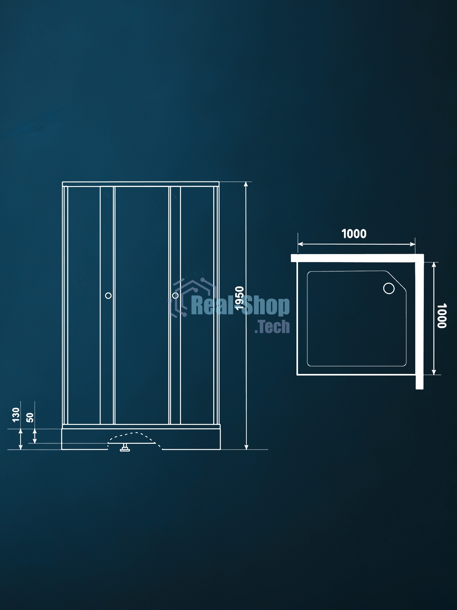 Душевой уголок квадратный BAU Stil pattern 100х100х195, с поддоном 12,5 см, закаленное стекло толщин