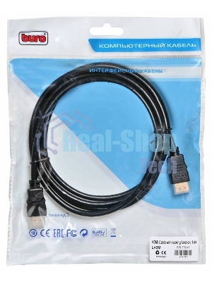Кабель аудио-видео Buro HDMI (m)/HDMI (m) 2м. позолоченные контакты черный (BHP)