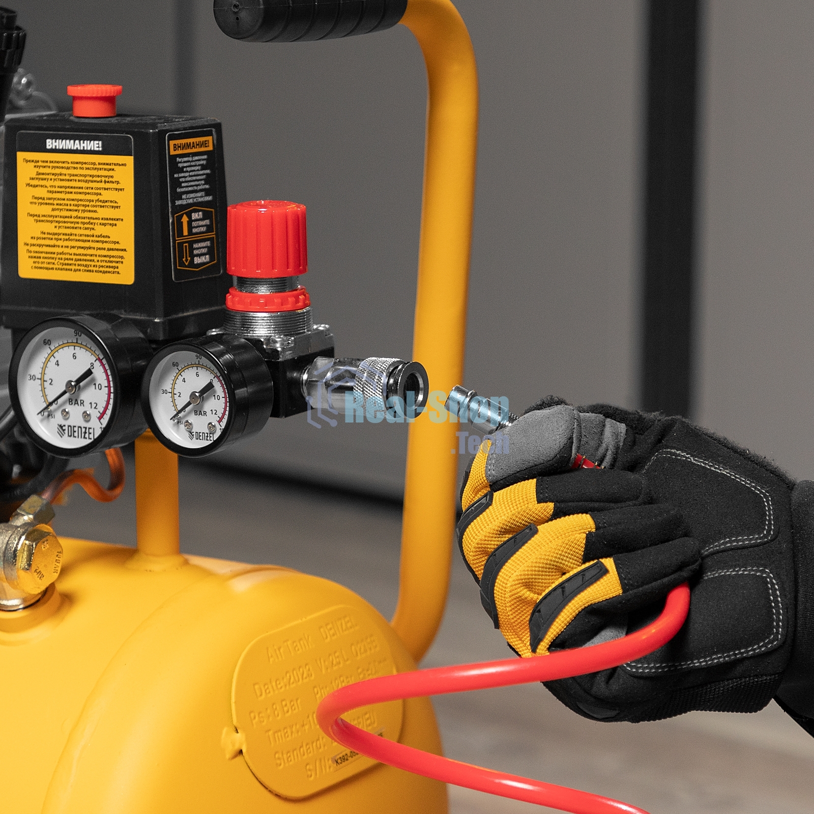 Компрессор воздушный Denzel DC1500/24 прям. привод, 1,5 кВт, 24 литра, 220 л/мин