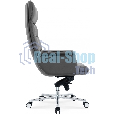 Кресло руководителя Cactus CS-LGR-DUBLIN темно-серый, сиденье темно-серый, кожа, крестов. алюминий