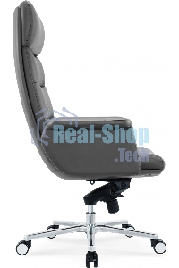 Кресло руководителя Cactus CS-LGR-DUBLIN темно-серый, сиденье темно-серый, кожа, крестов. алюминий