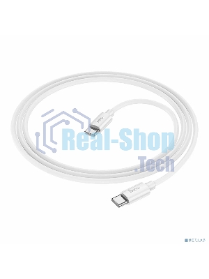 Кабель USB2.0 Hoco Type-C/Type-C, 3А, 60Вт, силиконовая оплетка, X87, 1м, белый, коробка