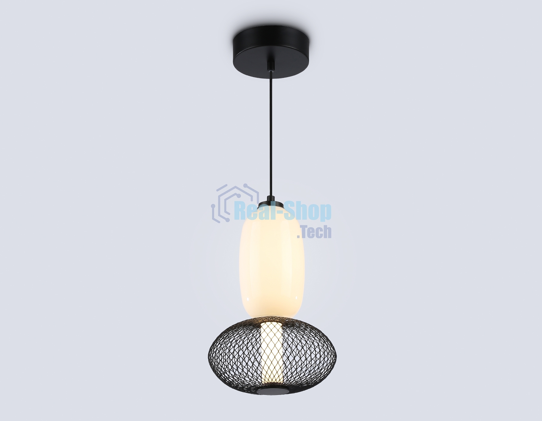 Подвесной светодиодный светильник Ambrella light LH11007 BK/FR черный/белый матовый 15W 3000K D220*350