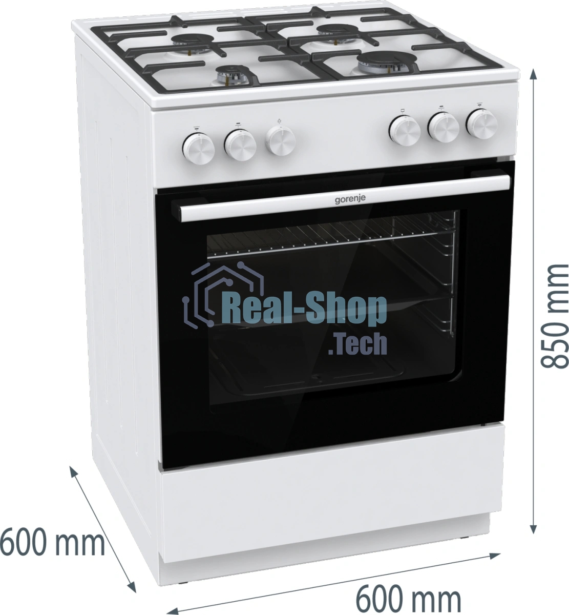 Плита газовая Gorenje GG6A10WFFM белый, конфорок 4 шт, духовка 72 л, 60 см x 85 см x 60 см