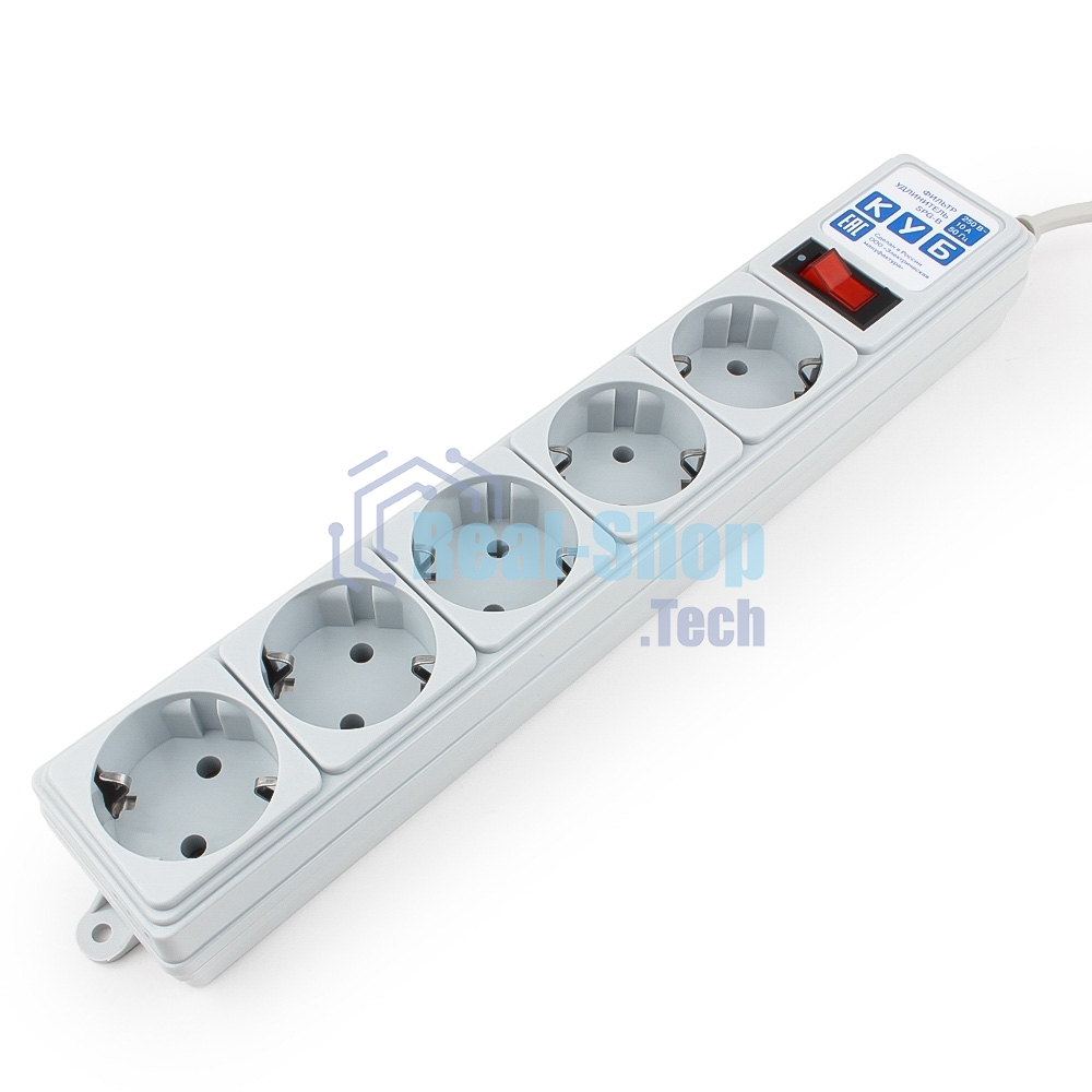 Сетевой фильтр POWER CUBE 1,9 м.* 5 розеток, серый