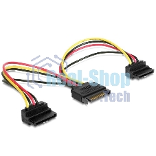 Кабель Gembird/Cablexpert питания SATA, 15 см, 15pin (M)/2x15pin(F) на 2 SATA устройства, угловой разъем