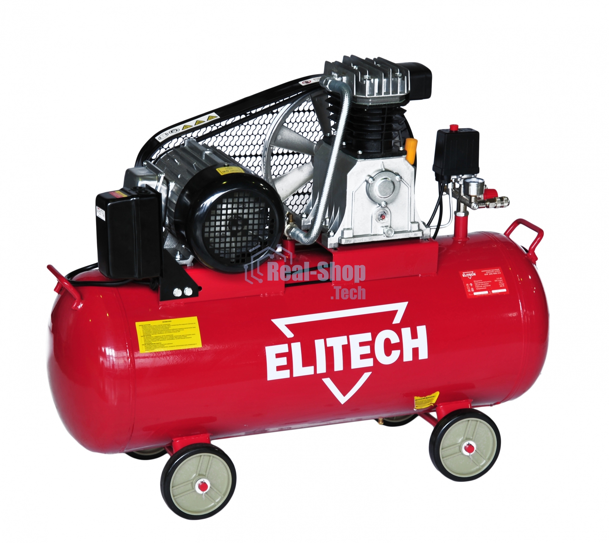 Компрессор поршневой Elitech КПР 100/550/3.0 масляный 550л/мин 100л 3000Вт красный