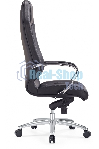 Кресло руководителя Бюрократ Aura/Black черный, кожа, крестовина полированный алюминий