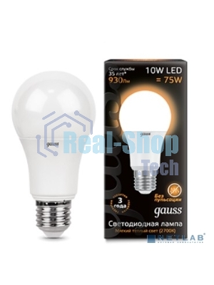 Лампа светодиодная GAUSS 102502110 LED A60 10W E27 880lm 3000K 1/10/50