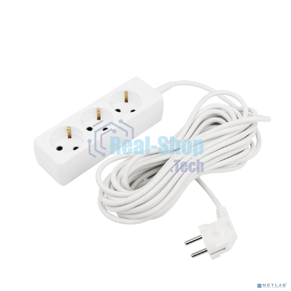 Удлинитель PROconnect 3 гнезда, 10 м, 3х0.75 мм², с/з, белый