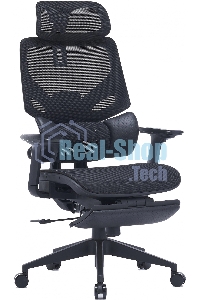 Кресло компьютерное Cactus CS-CHR-MC01-BK черный, сетка, эко.кожа, с подголов. крестов. пластик