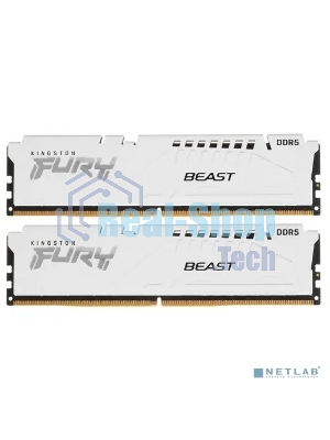 Оперативная память Kingston Fury Beast, DDR5, 64Gb (2x32Gb), 5600MHz, CL40, DIMM, с радиатором, белый