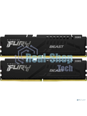Оперативная память Kingston Fury Beast, DDR5, 32Gb (2x16Gb), 6400MHz, CL32, DIMM, с радиатором, черный