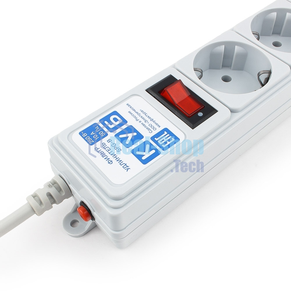 Сетевой фильтр POWER CUBE 1,9 м.* 5 розеток, серый