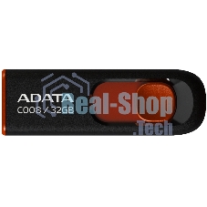 Флешка USB ADATA С008 (AC008-32G-RKD), 32Gb, USB 2.0, R/W 15/5, черный/красный