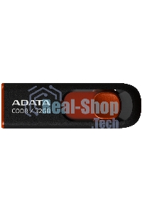 Флешка USB ADATA С008 (AC008-32G-RKD), 32Gb, USB 2.0, R/W 15/5, черный/красный
