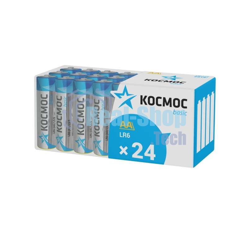 Элемент питания алкалиновый LR6 пласт. бокс (уп.24шт) Космос KOCLR6_24BOX
