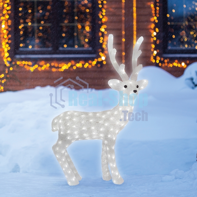 Фигура акриловая светодиодная Neon-night Снежный олень 100 см, 380 светодиодов, IP 65, понижающий трансформатор в комплекте