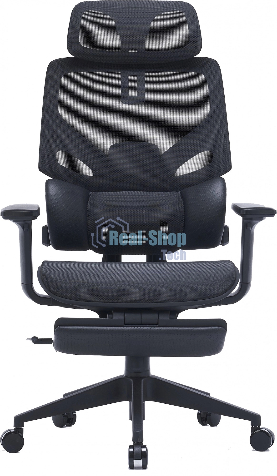 Кресло компьютерное Cactus CS-CHR-MC01-BK черный, сетка, эко.кожа, с подголов. крестов. пластик