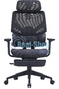 Кресло компьютерное Cactus CS-CHR-MC01-BK черный, сетка, эко.кожа, с подголов. крестов. пластик